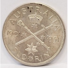 AUSTRALIA 1901-1951 . FLORIN . FEDERATON JUBILEE . COMMEMORATIVE